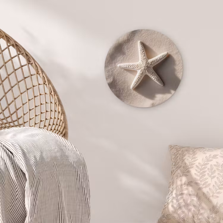Strand - Zeester - Zand - Beige Wandcirkel kunststof plaat 5mm dik klein -sfeer5