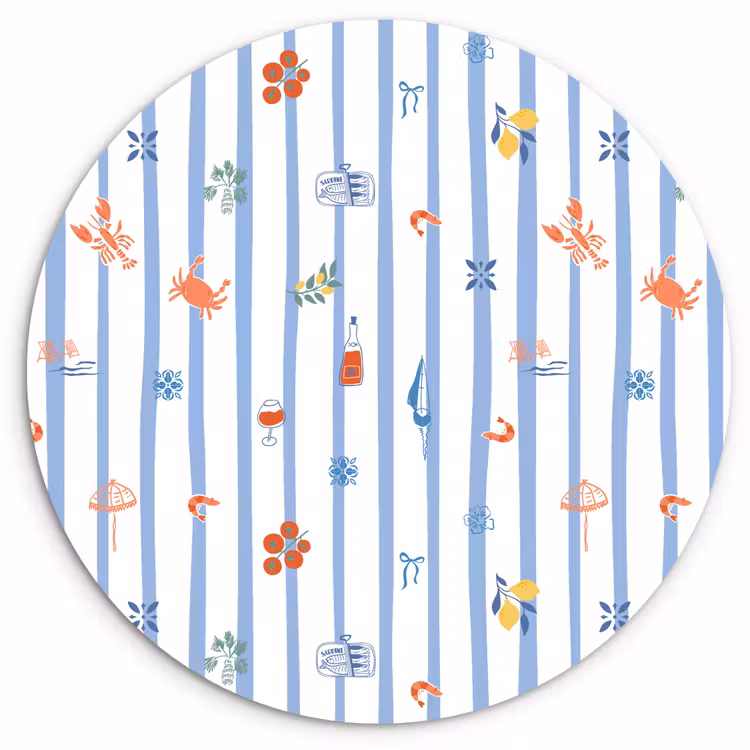 Zee - Sfeer - Strand - Blauw Wandcirkel kunststof plaat 5mm dik klein 188 -3d