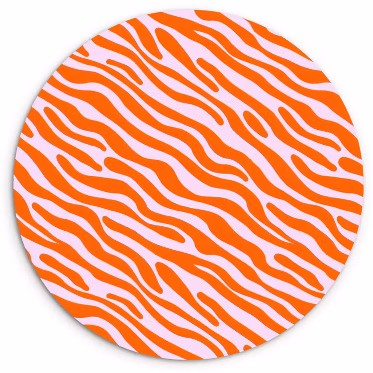 Strepen - Dynamisch - Oranje Wandcirkel kunststof plaat 5mm dik klein 188 -3d