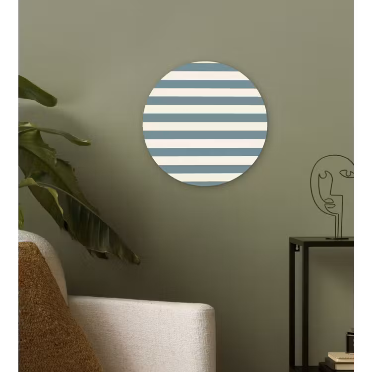 Strepen - Modern - Blauw Wandcirkel kunststof plaat 5mm dik klein 188 -sfeer3