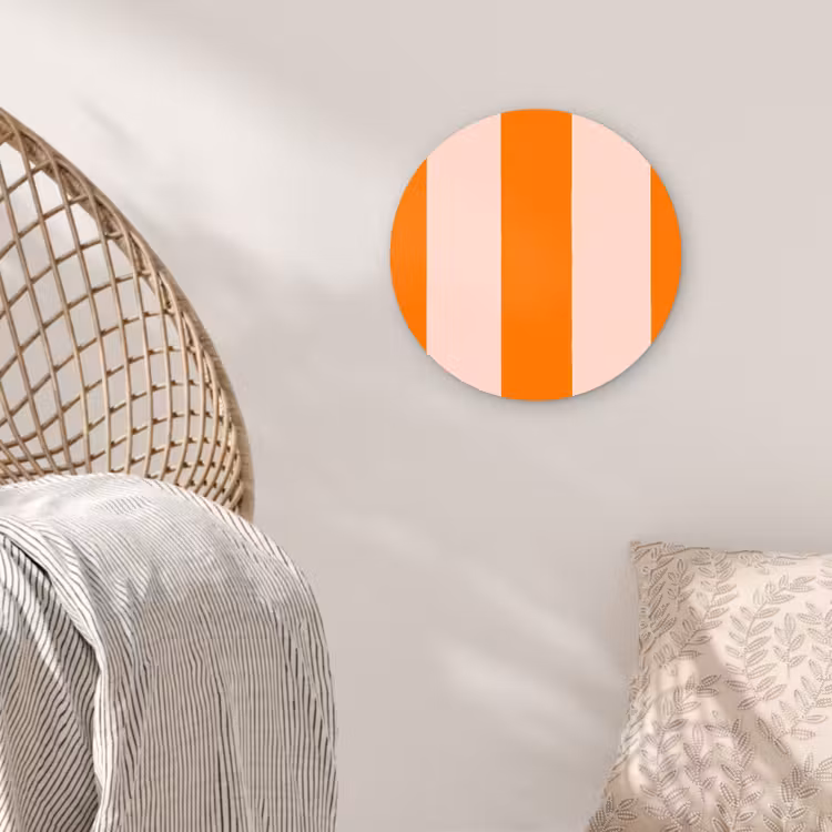 Strepen - Modern - Oranje Wandcirkel kunststof plaat 5mm dik klein 188 -sfeer5