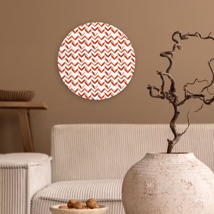 Strepen - Rood - Wit - Patroon Wandcirkel kunststof plaat 5mm dik klein 188 -sfeer1