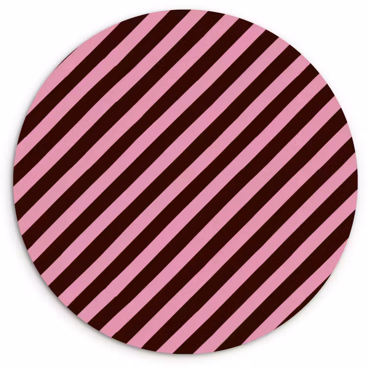 Strepen - Roze - Bruin Wandcirkel kunststof plaat 5mm dik klein 188 -3d