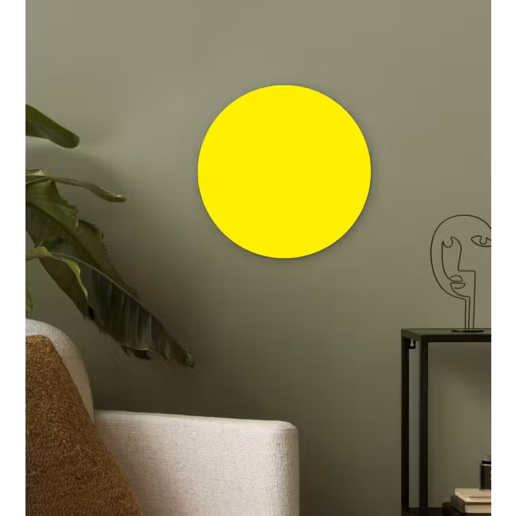 Sunshine - Glow - Geel Wandcirkel kunststof plaat 5mm dik klein 188 -sfeer3