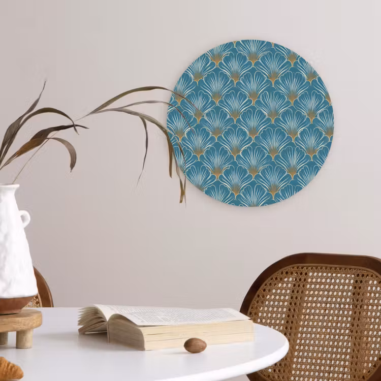 Symmetrisch - Patroon - Blauw Wandcirkel kunststof plaat 5mm dik klein 188 -sfeer4