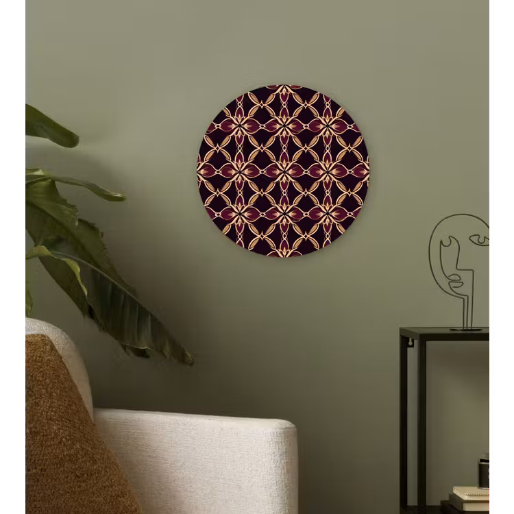 Symmetrisch - Tegel - Burgundy Wandcirkel kunststof plaat 5mm dik klein 188 -sfeer3