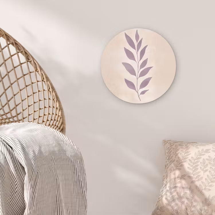 Tak - Bladeren - Minimalistisch - Beige Wandcirkel kunststof plaat 5mm dik klein -sfeer5