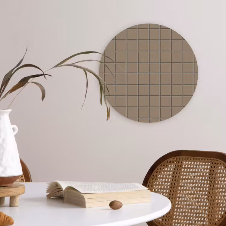 Tegel - Patroon - Taupe Wandcirkel kunststof plaat 5mm dik klein 188 -sfeer4