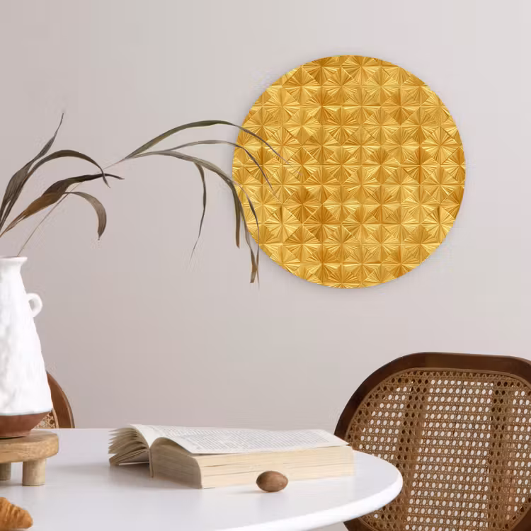 Tegels - Geometrisch - Reliëf - Goud Wandcirkel kunststof plaat 5mm dik klein 188 -sfeer4