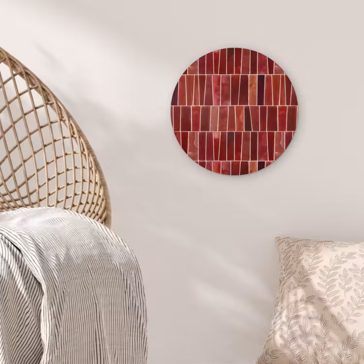 Tegels - Modern - Structuur - Dieprood Wandcirkel kunststof plaat 5mm dik klein 188 -sfeer5