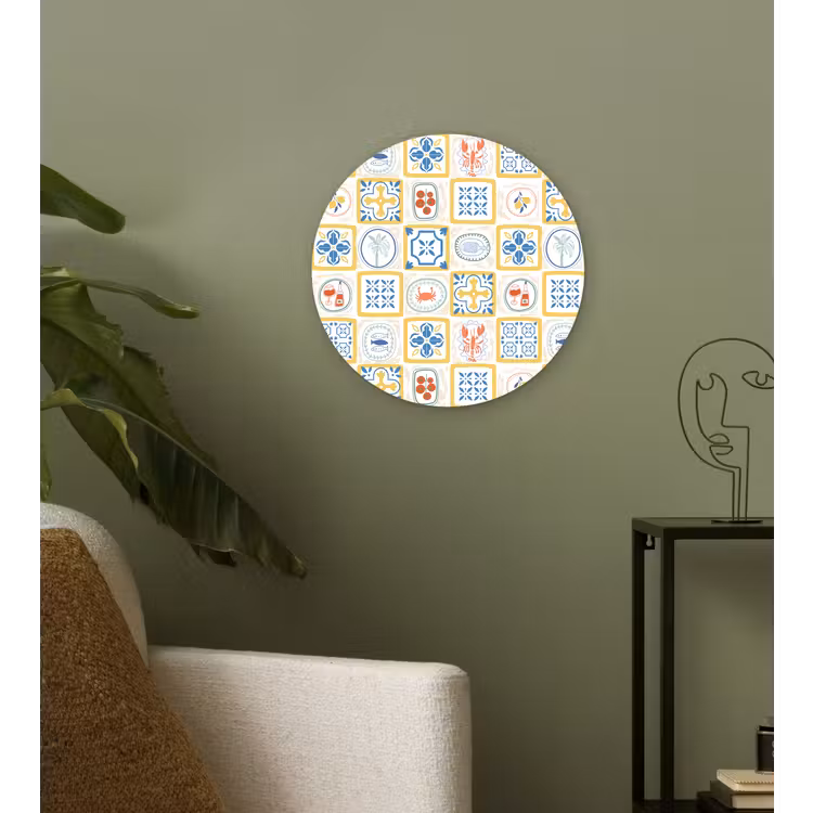 Zee - Sfeer - Mozaïek - Vis Wandcirkel kunststof plaat 5mm dik klein 188 -sfeer3