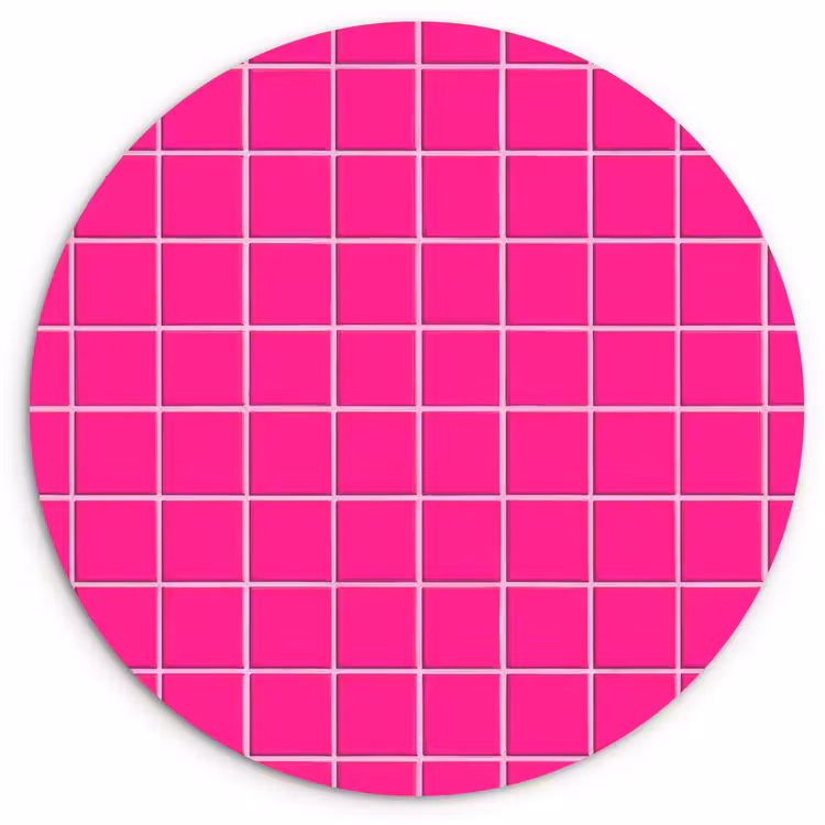 Tegels - Vierkant - Fuchsia Wandcirkel kunststof plaat 5mm dik klein 188 -3d