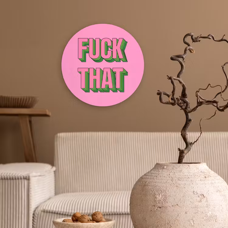 Tekst - Bold - Roze Wandcirkel kunststof plaat 5mm dik klein -sfeer1