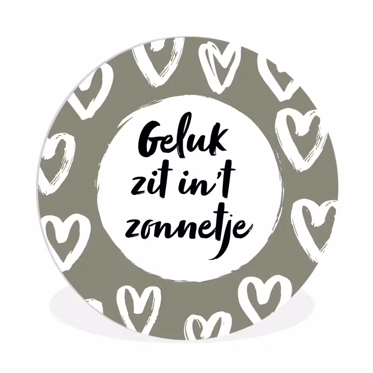 Tekst - geluk zit in 't zonnetje - Quotes - Geluk - Zon Wandcirkel kunststof plaat 5mm dik klein -3d