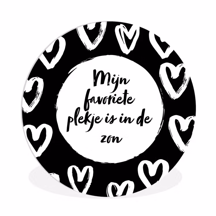 Tekst - Mijn favoriete plekje is in de zon - Quotes - Zomer - Zon Wandcirkel kunststof plaat 5mm dik klein -3d