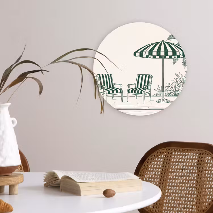 Terras - Illustratie - Groen Wandcirkel kunststof plaat 5mm dik klein -sfeer4