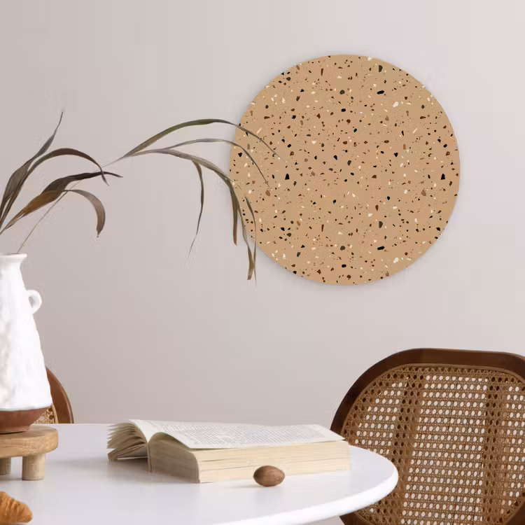 Terrazzo - Patroon - Beige Wandcirkel kunststof plaat 5mm dik klein 188 -sfeer4