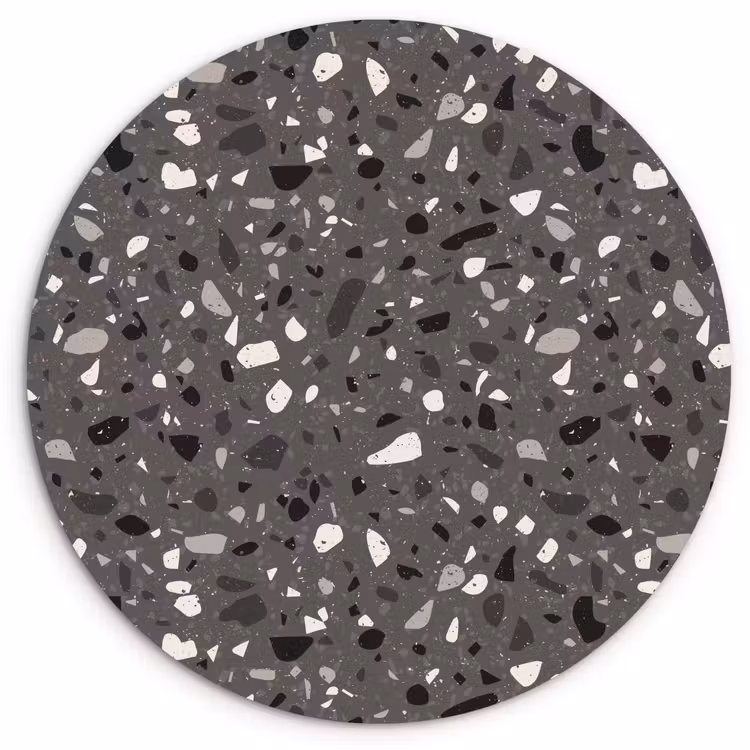 Terrazzo -  Patroon - Grijs Wandcirkel kunststof plaat 5mm dik klein 188 -3d