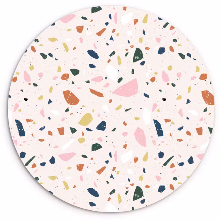 Terrazzo - Patroon - Kleurrijk Wandcirkel kunststof plaat 5mm dik klein 188 -3d