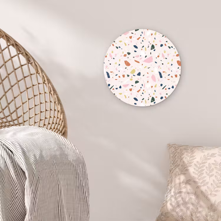 Terrazzo - Patroon - Kleurrijk Wandcirkel kunststof plaat 5mm dik klein 188 -sfeer5