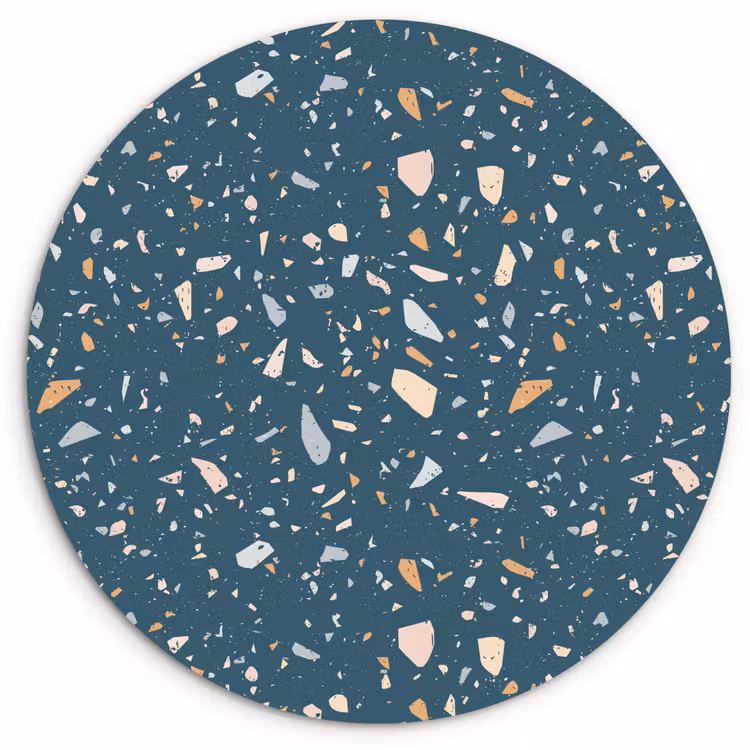 Terrazzo - Patroon - Kleurrijk - Diep blauw Wandcirkel kunststof plaat 5mm dik klein 188 -3d