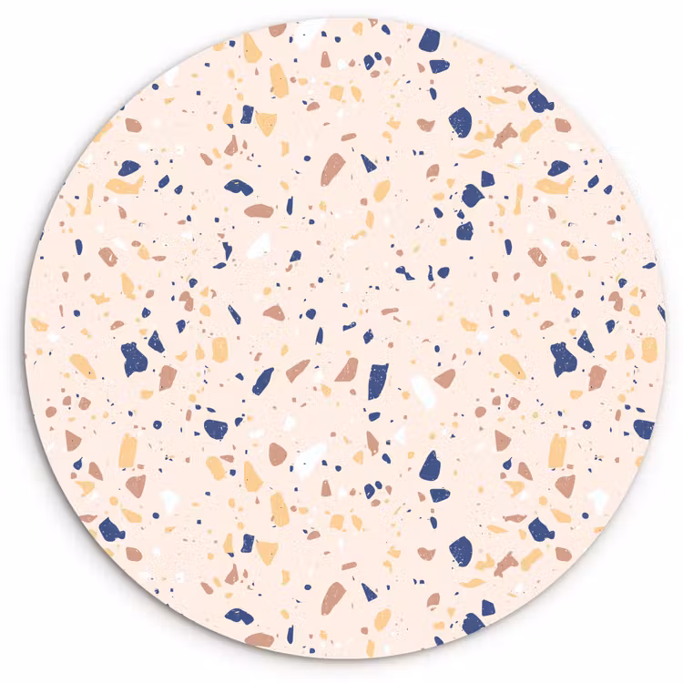Terrazzo -  Patroon - Kleurrijk - Indigo Wandcirkel kunststof plaat 5mm dik klein 188 -3d