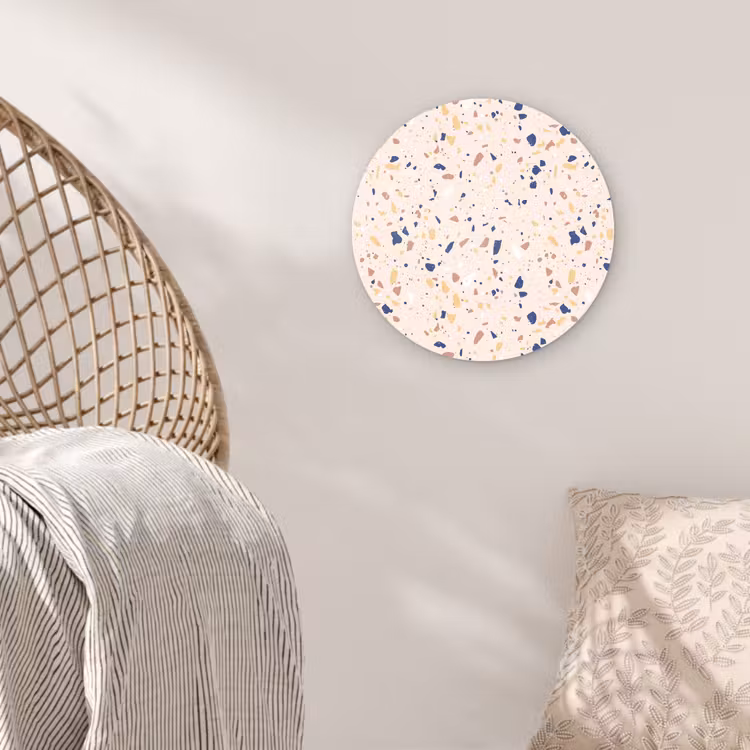 Terrazzo -  Patroon - Kleurrijk - Indigo Wandcirkel kunststof plaat 5mm dik klein 188 -sfeer5