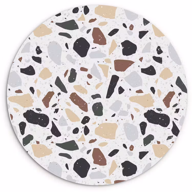 Terrazzo - Patroon - Kleurrijk - Klei Wandcirkel kunststof plaat 5mm dik klein 188 -3d