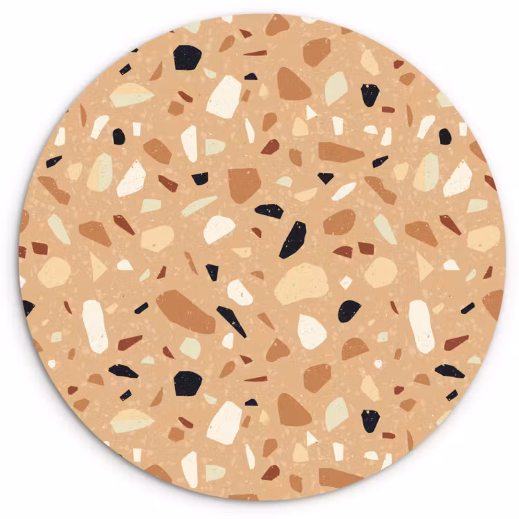 Terrazzo - Patroon - Kleurrijk - Oranje Wandcirkel kunststof plaat 5mm dik klein 188 -3d