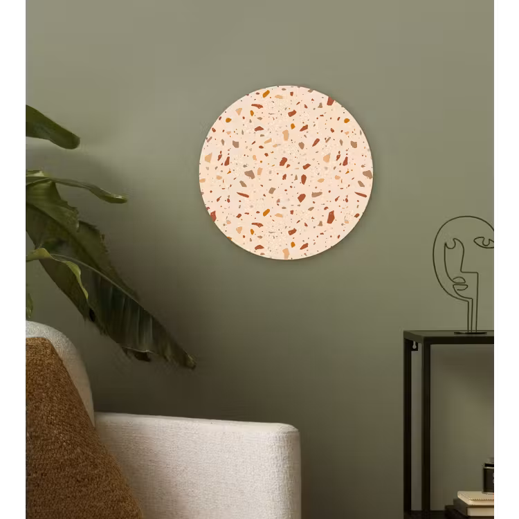 Terrazzo - Patroon - Kleurrijk - Steen Wandcirkel kunststof plaat 5mm dik klein 188 -sfeer3