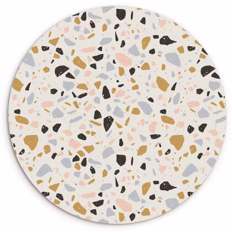 Terrazzo - Patroon - Neutraal - Zacht - Multi Wandcirkel kunststof plaat 5mm dik klein 188 -3d