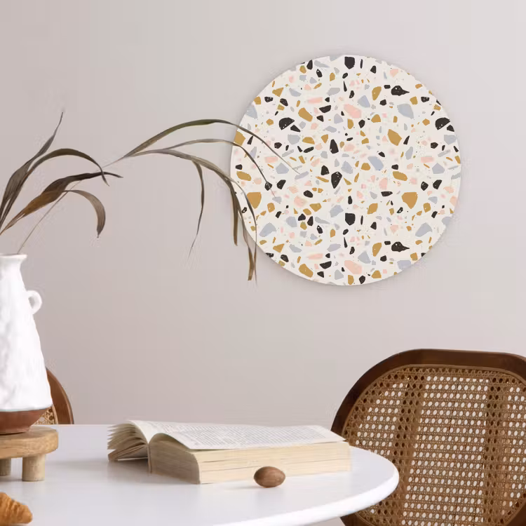 Terrazzo - Patroon - Neutraal - Zacht - Multi Wandcirkel kunststof plaat 5mm dik klein 188 -sfeer4