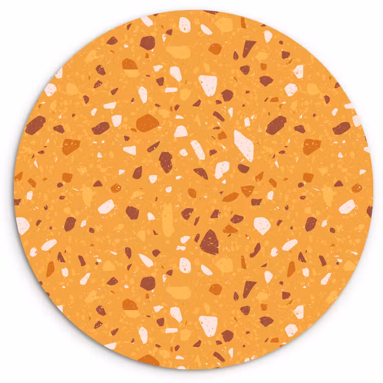 Terrazzo - Patroon - Okergeel Wandcirkel kunststof plaat 5mm dik klein 188 -3d