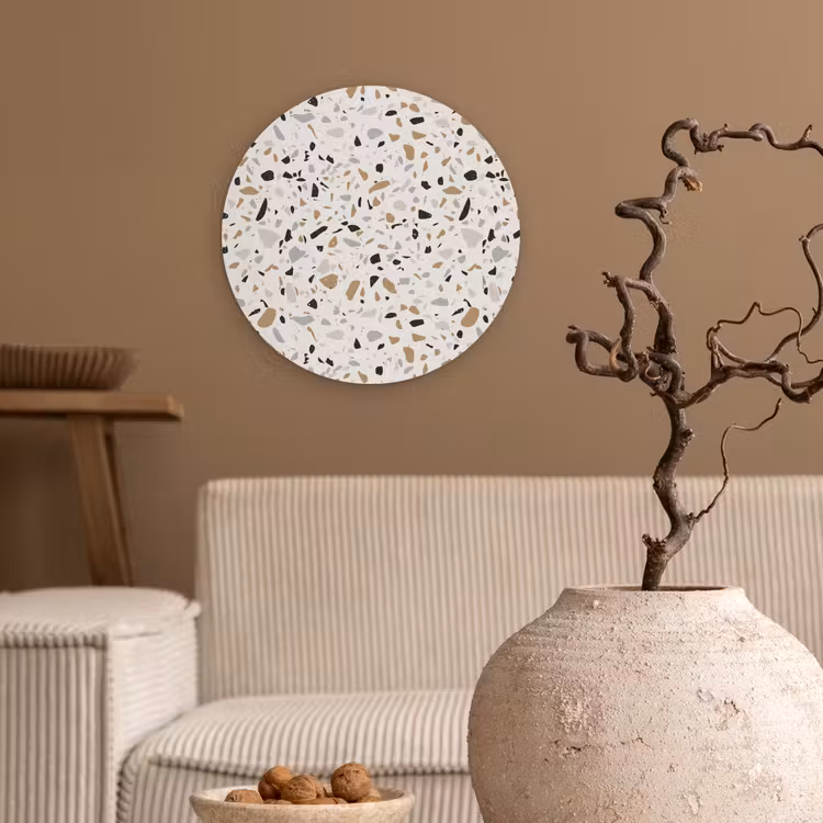 Terrazzo - Patroon - Staal Wandcirkel kunststof plaat 5mm dik klein 188 -sfeer1