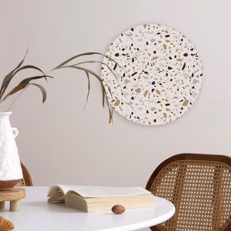 Terrazzo - Patroon - Staal Wandcirkel kunststof plaat 5mm dik klein 188 -sfeer4
