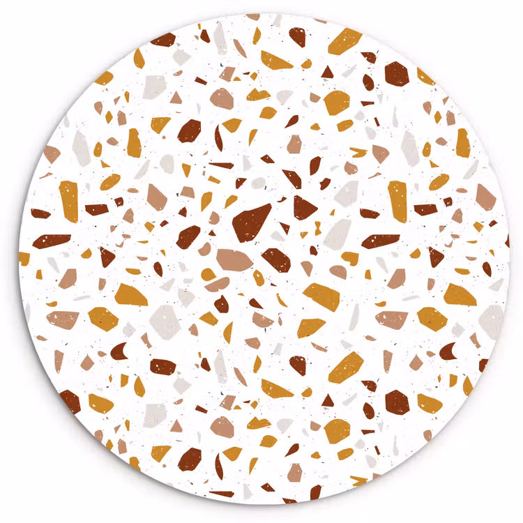 Terrazzo - Patroon - Wit - Urban Wandcirkel kunststof plaat 5mm dik klein 188 -3d