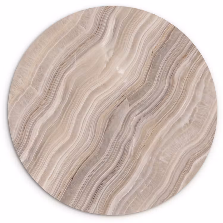 Textuur - Golvend - Abstract - Modern - Beige Wandcirkel kunststof plaat 5mm dik klein -3d