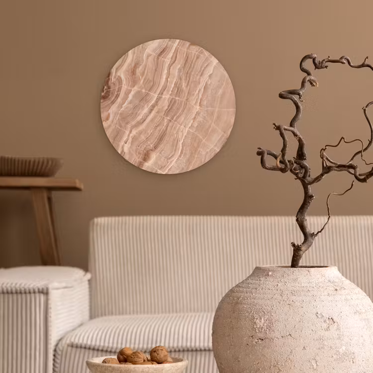 Textuur - Golvend - Abstract - Warm - Bruin Wandcirkel kunststof plaat 5mm dik klein -sfeer1