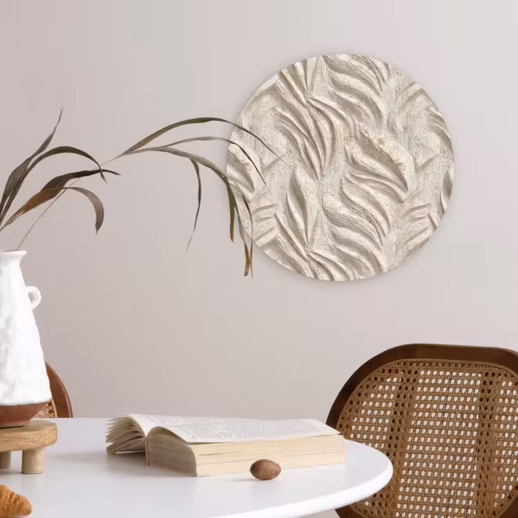 Textuur - Reliëf - Beige Wandcirkel kunststof plaat 5mm dik klein 188 -sfeer4