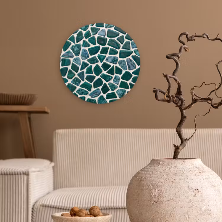 Textuur - Steen - Groen - Abstract - Patroon Wandcirkel kunststof plaat 5mm dik klein -sfeer1