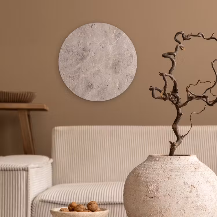 Textuur - Steen - Patroon - Rustiek - Beige Wandcirkel kunststof plaat 5mm dik klein -sfeer1