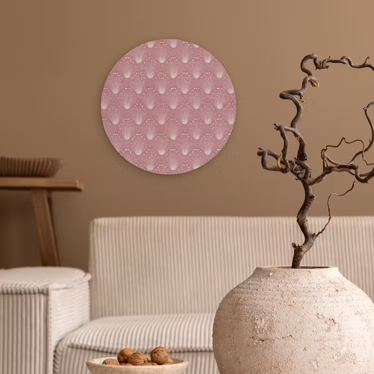 Trendy - Patroon - Roze Wandcirkel kunststof plaat 5mm dik klein 188 -sfeer1