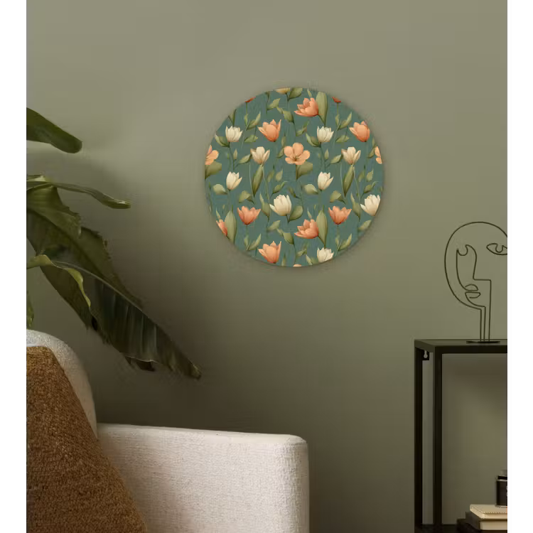 Tulpen - Botanisch - Groen Wandcirkel kunststof plaat 5mm dik klein 188 -sfeer3