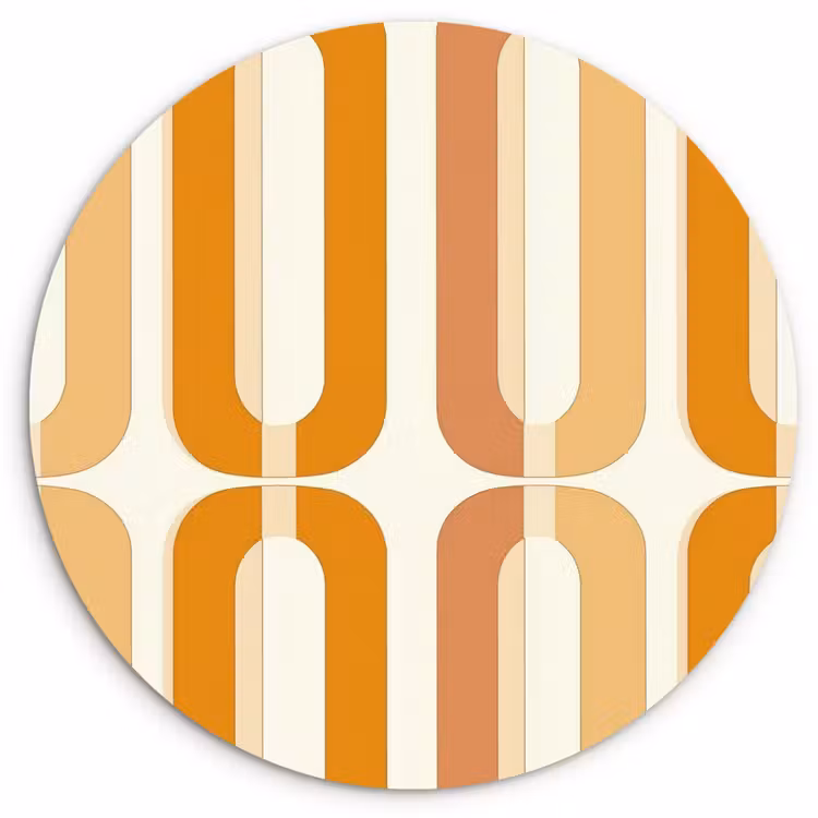 U-vorm - Retro - Oranje Wandcirkel kunststof plaat 5mm dik klein 188 -3d