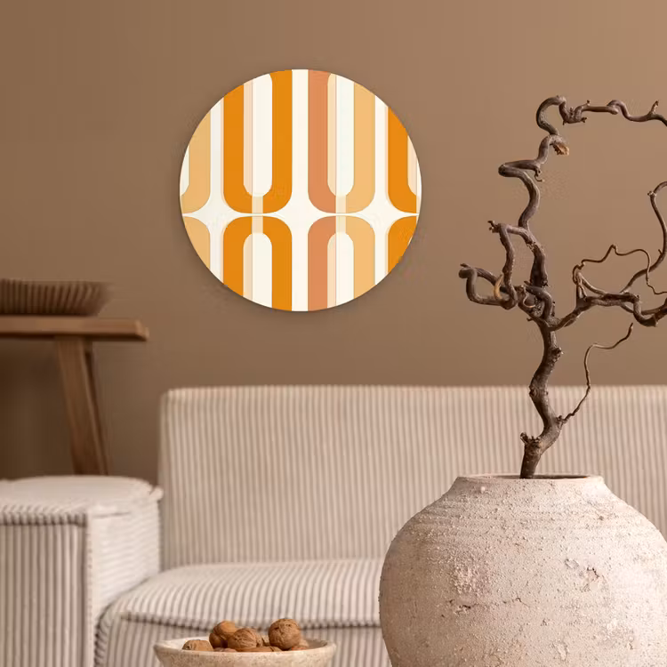 U-vorm - Retro - Oranje Wandcirkel kunststof plaat 5mm dik klein 188 -sfeer1