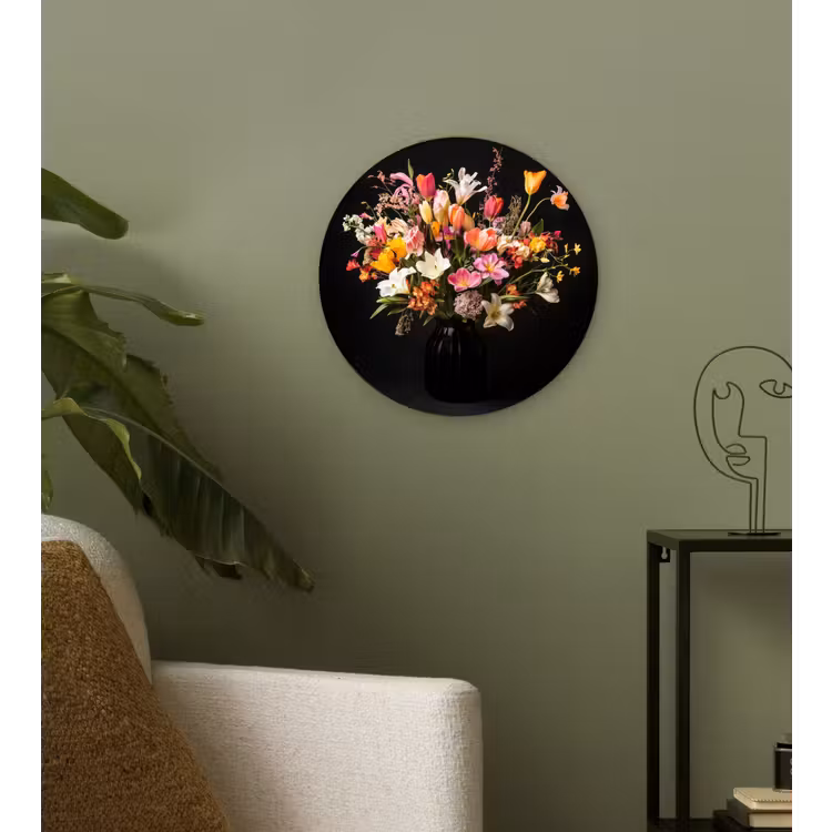 Vaas - Bloemen - Tulpen Wandcirkel kunststof plaat 5mm dik klein -sfeer3