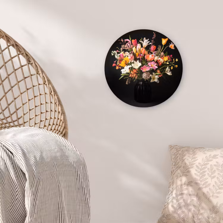 Vaas - Bloemen - Tulpen Wandcirkel kunststof plaat 5mm dik klein -sfeer5