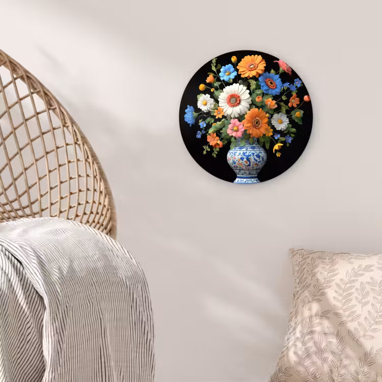 Vaas - Boeket - Bloemen - Kleur Wandcirkel kunststof plaat 5mm dik klein -sfeer5