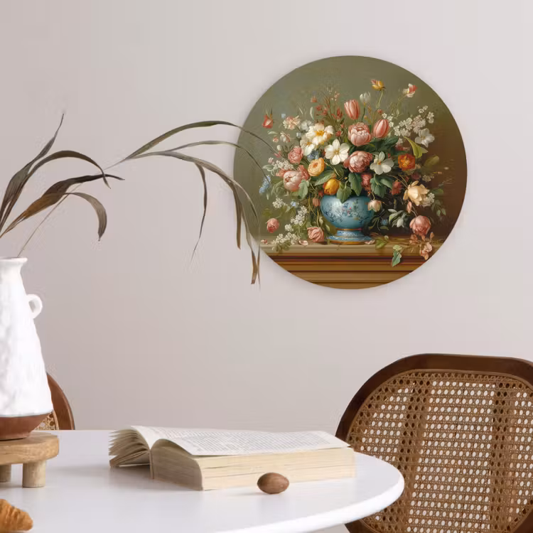 Vaas - Pastel - Kleuren - Bloemen Wandcirkel kunststof plaat 5mm dik klein -sfeer4
