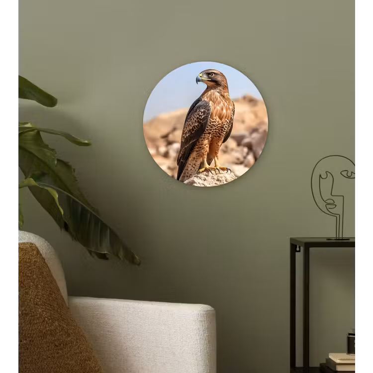 Valk - Vogel - Rots - Macht Wandcirkel kunststof plaat 5mm dik klein -sfeer3